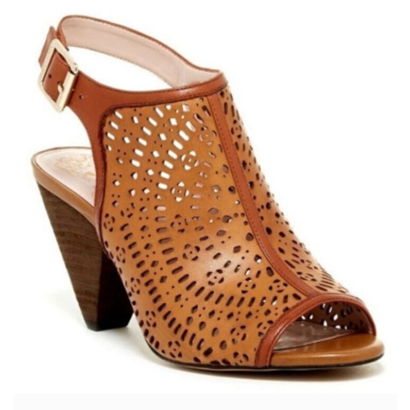 Vince Camuto Vince Camuto Brown Leather Cutout Block Heel Sandals 7M Size US 7 / IT 37 - 2 Thumbnail