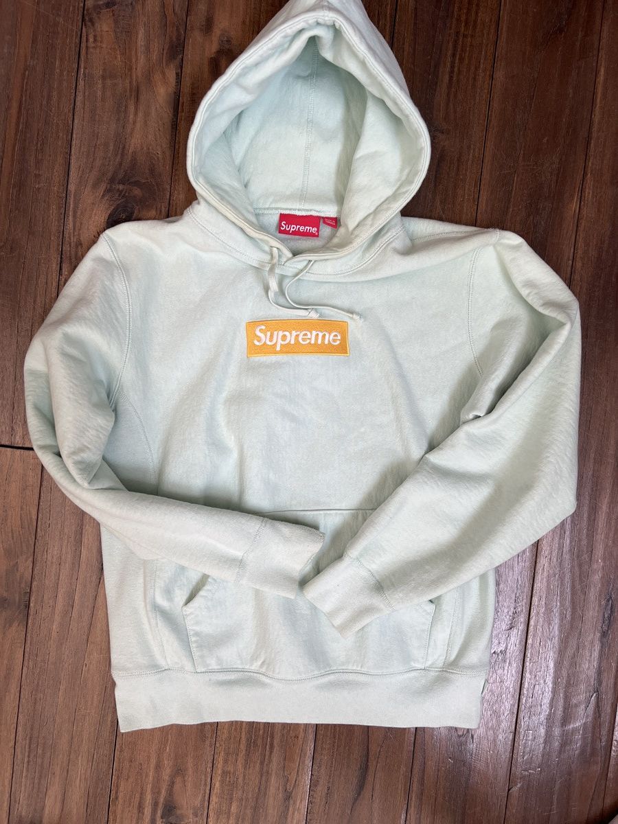 Supreme Supreme Ice Blue/Gold Box Logo Hoodie FW17 | Grailed