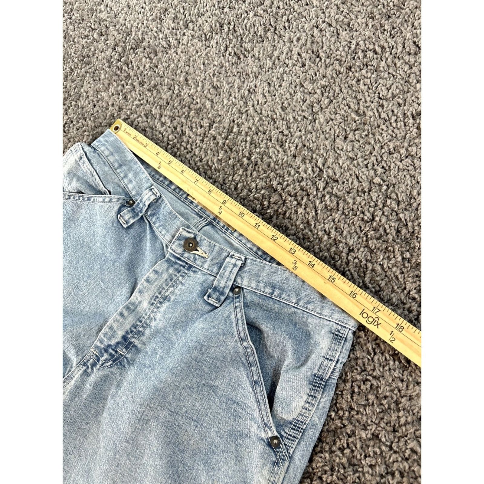 Lee VINTAGE Lee Jeans Men 33x31 Denim Blue Baggy Workwear Carpenter 5-Pocket Straight Inseam 31/32 USA Mens Size US 33 - 5 Thumbnail