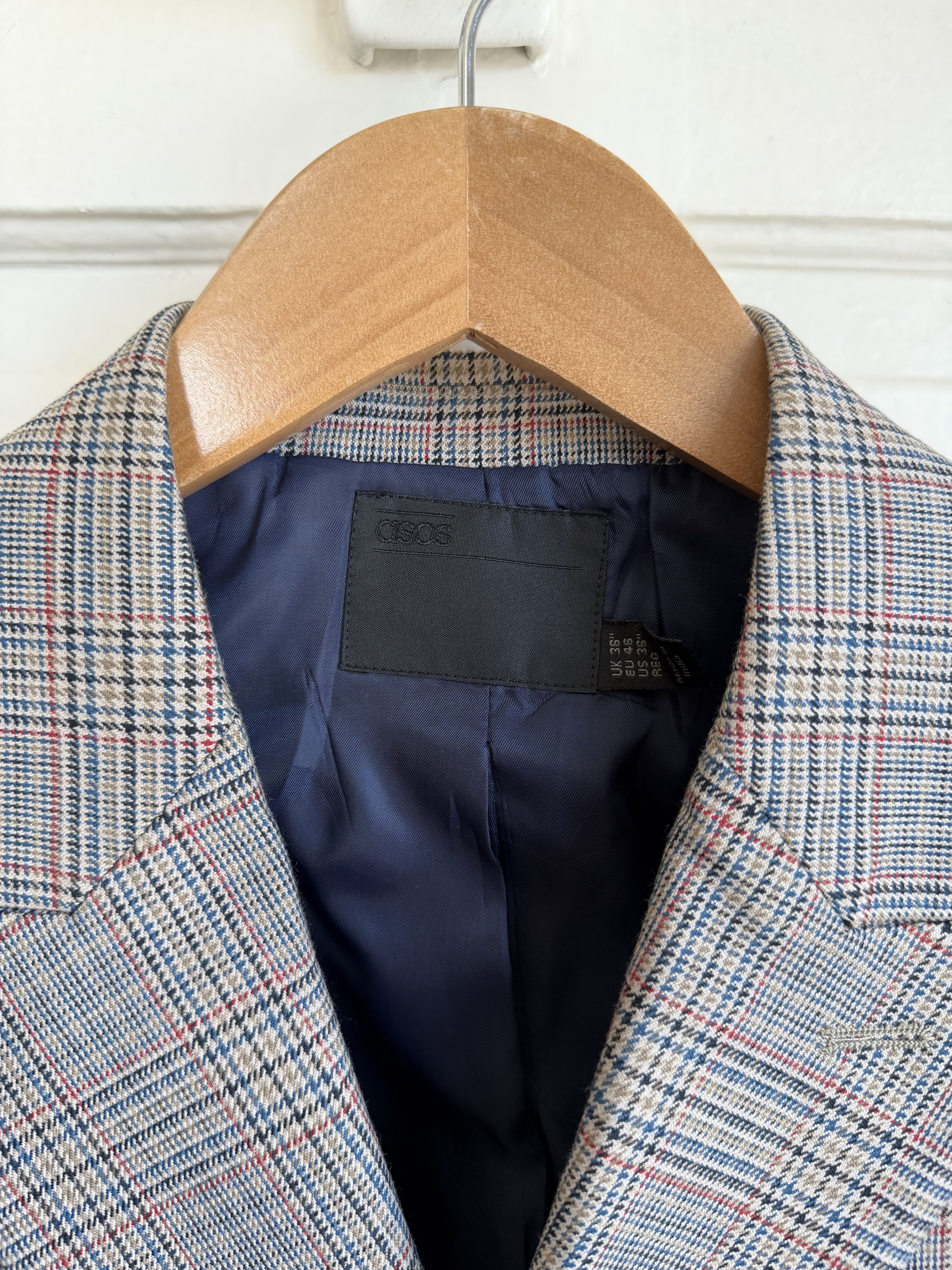 Asos ASOS Mens Blazer Houndstooth Check Pattern 36 Size 36R - 2 Thumbnail