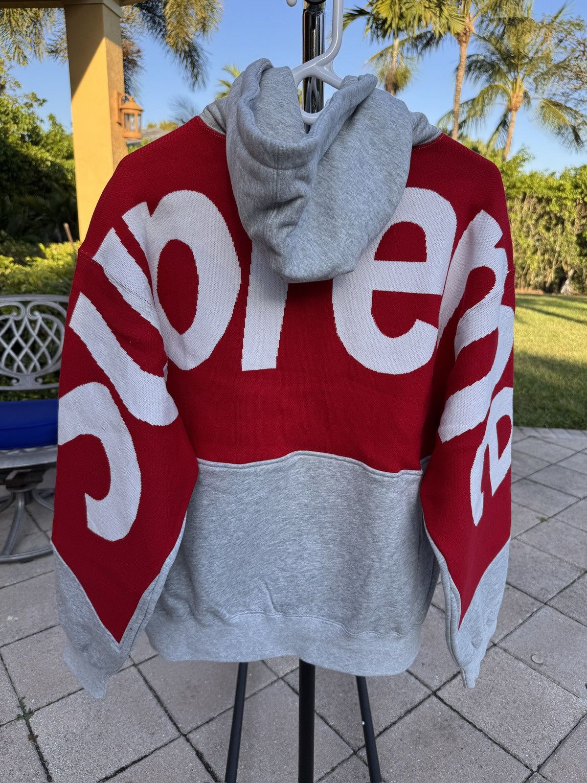 Supreme Supreme Big Logo Jacquard Hooded Sweatshirt Grey Red size S Size US S / EU 44-46 / 1 - 9 Thumbnail
