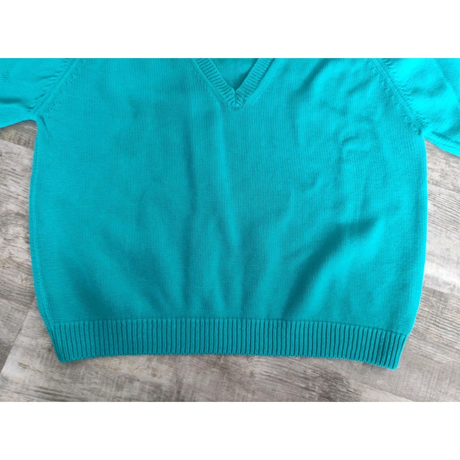 Lands' End VINTAGE Lands' End Women's Sweater Pullover V-Neck Blue 100% Cotton Fall Winter Spring Casual Size L / US 10 / IT 46 - 6 Thumbnail