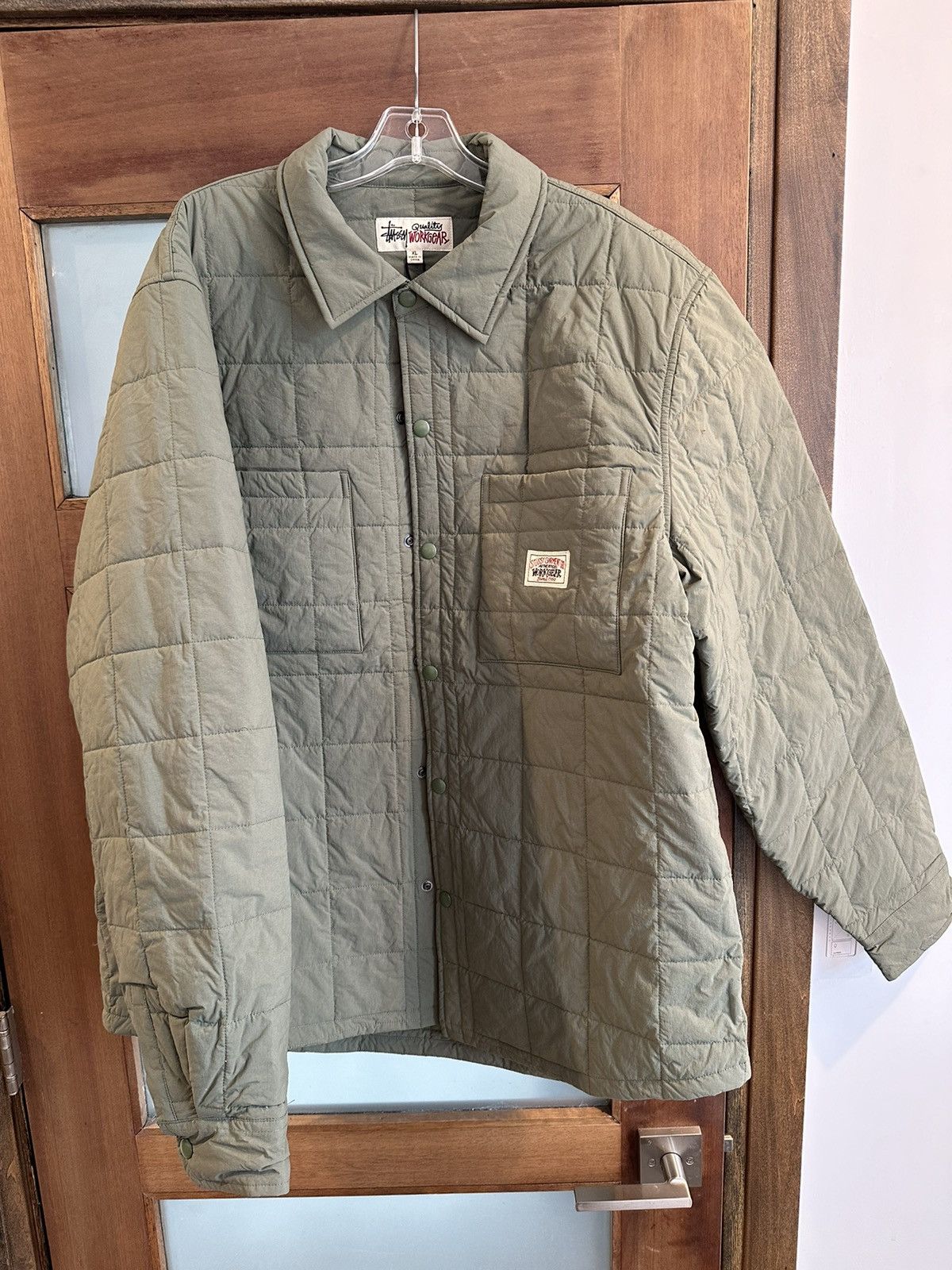 image of Stussy Workwear Quilted Fatigue Jacket in Green, Men's (Size XL)