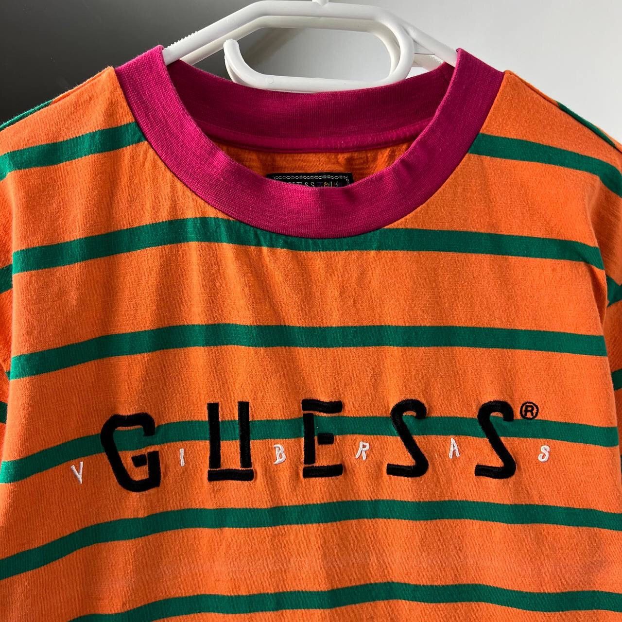 Guess Boxy Fit Guess J Balvin Striped Big Embroidered Logo Y2K Size US M / EU 48-50 / 2 - 3 Thumbnail