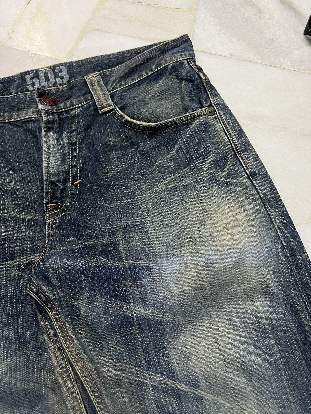 Edwin 💥Flare💥Edwin 503 Blue Trip Claw Mud Wash Jeans Size US 33 - 8 Thumbnail