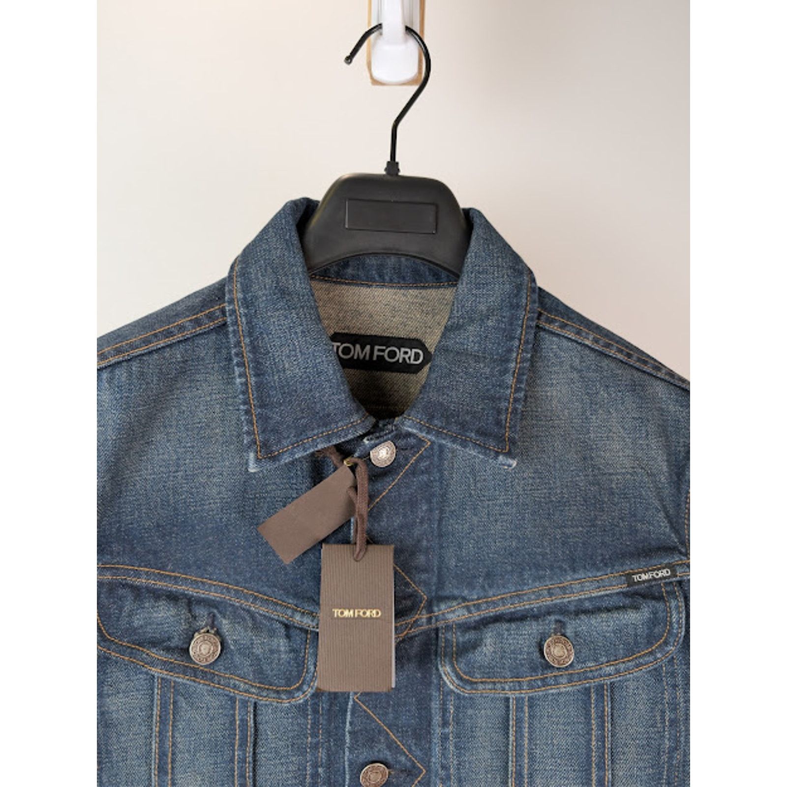 Tom Ford o1rshd1 Iconic Denim Jacket in Strong High / Low Blue Size US XL / EU 56 / 4 - 7 Thumbnail