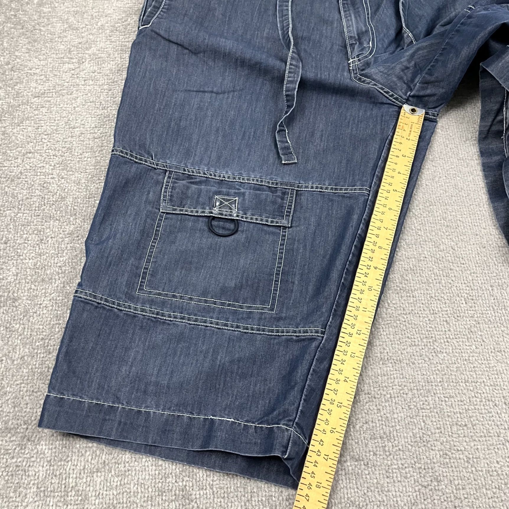 Vintage Kani VTG Jean Shorts Jort Mens 34 / 18" Chambray Blue Wide Leg Cargo Hip Hop Y2K Size US 34 / EU 50 - 6 Thumbnail