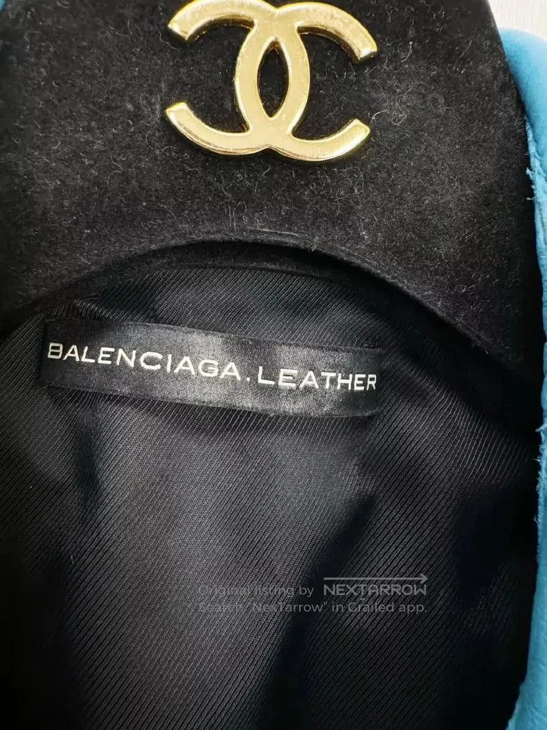 Balenciaga Balenciaga Blue Leather Moto Jacket . Size US M / EU 48-50 / 2 - 3 Thumbnail