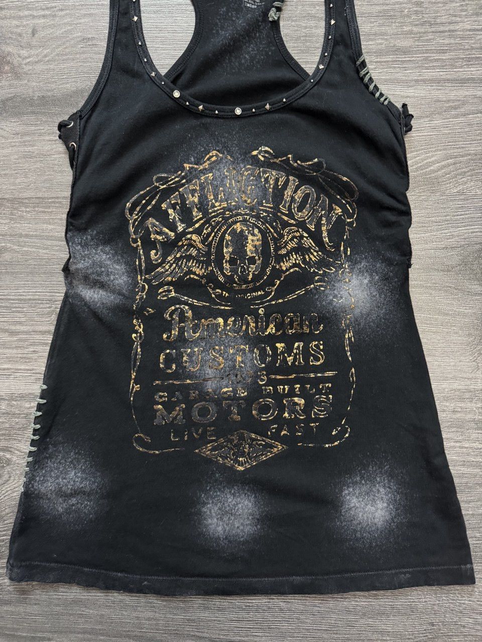 Affliction Vintage Y2K Affliction Rhinestone Lace-Up Grunge Tank Top Size S / US 4 / IT 40 - 3 Thumbnail