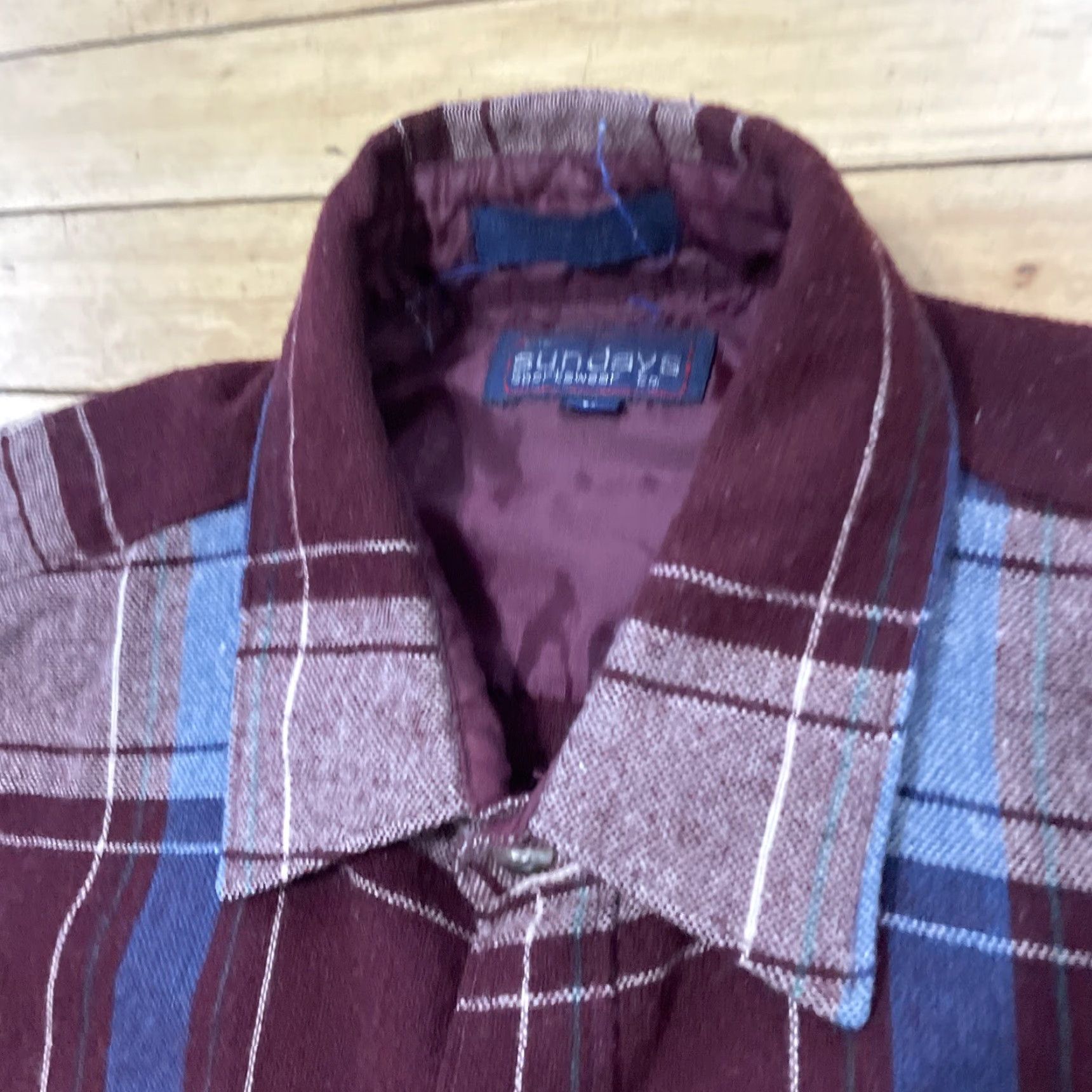 Vintage VINTAGE The Sundays Shirt Men L Plaid Flannel 80s 90s Button-Up Outdoor Purple-Red Collared Casual Size US L / EU 52-54 / 3 - 4 Thumbnail