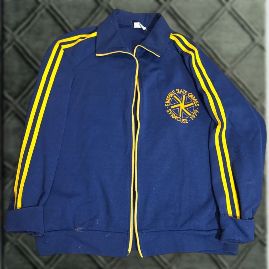 Vintage VINTAGE 1979 New York Empire State Games Light Jacket Broken Zipper XL Navy Blue Size US XL / EU 56 / 4 - 1 Thumbnail