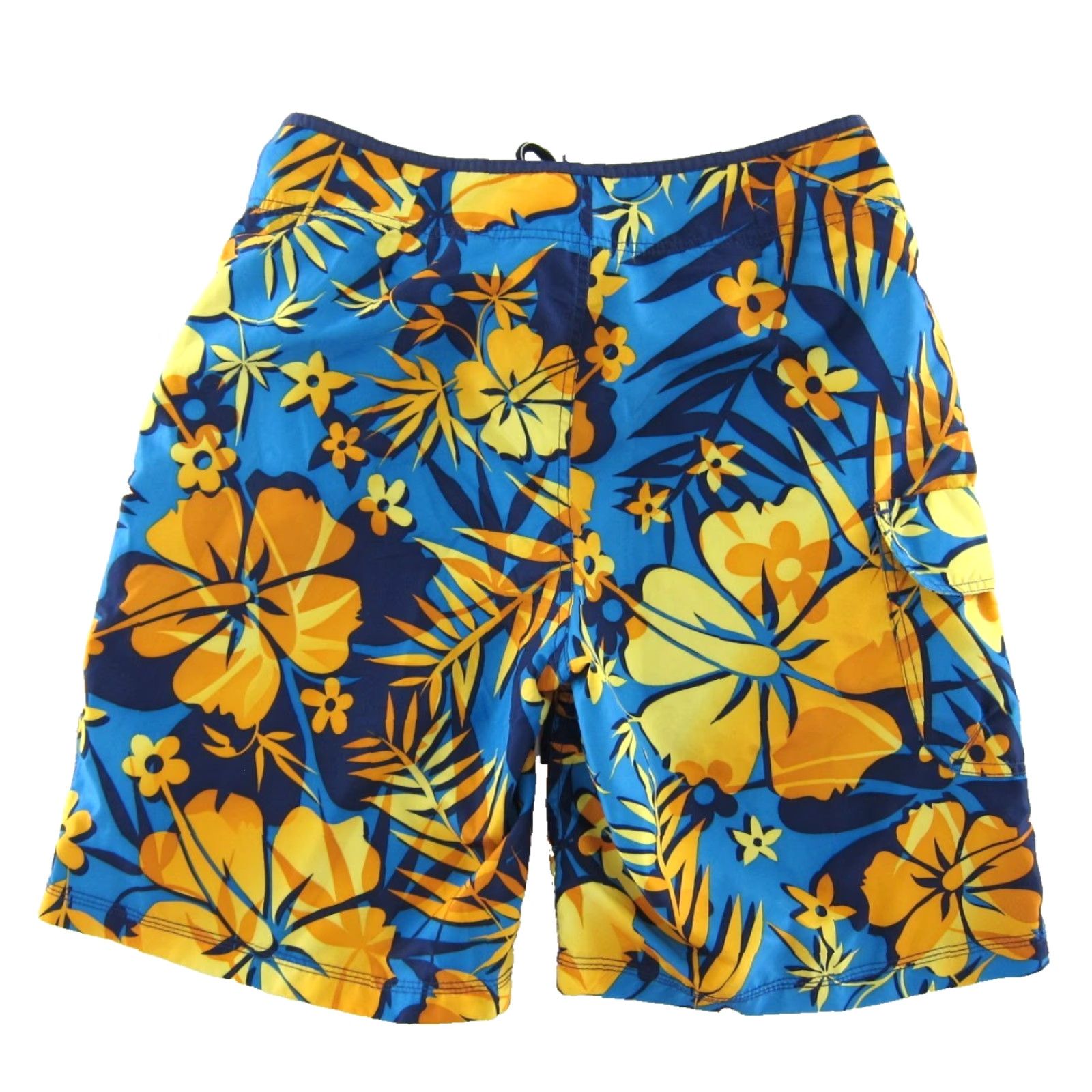 Vintage TYR Blue Yellow Floral Hawaiian Pocket Swim Surf Beach Board Short Men 32 Size US 32 / EU 48 - 2 Thumbnail