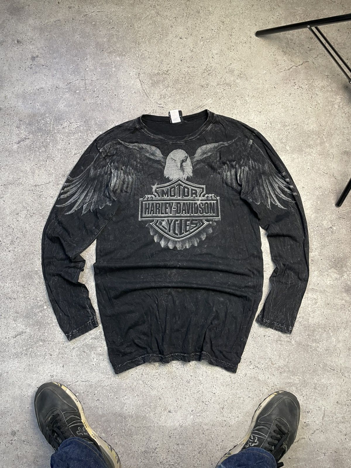 Harley Davidson Harley Davidson Acid Wash Long Sleeve Graphic Tee Eagle Size US M / EU 48-50 / 2 - 1 Thumbnail