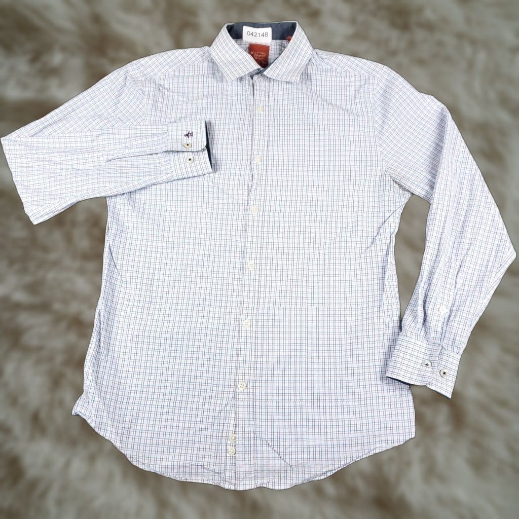 Original Penguin Original Penguin Dress Shirt Mens 15 Blue Red Check Long Sleeve Button-Up Size 40R - 1 Thumbnail