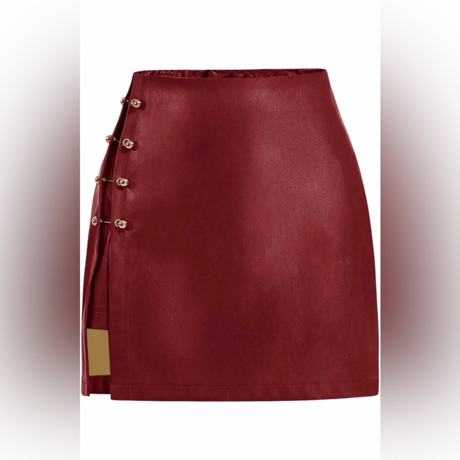 Other New Y2K Elegant Red Women's Faux Leather Skirt size S Size 27" / US 4 / IT 40 - 3 Thumbnail