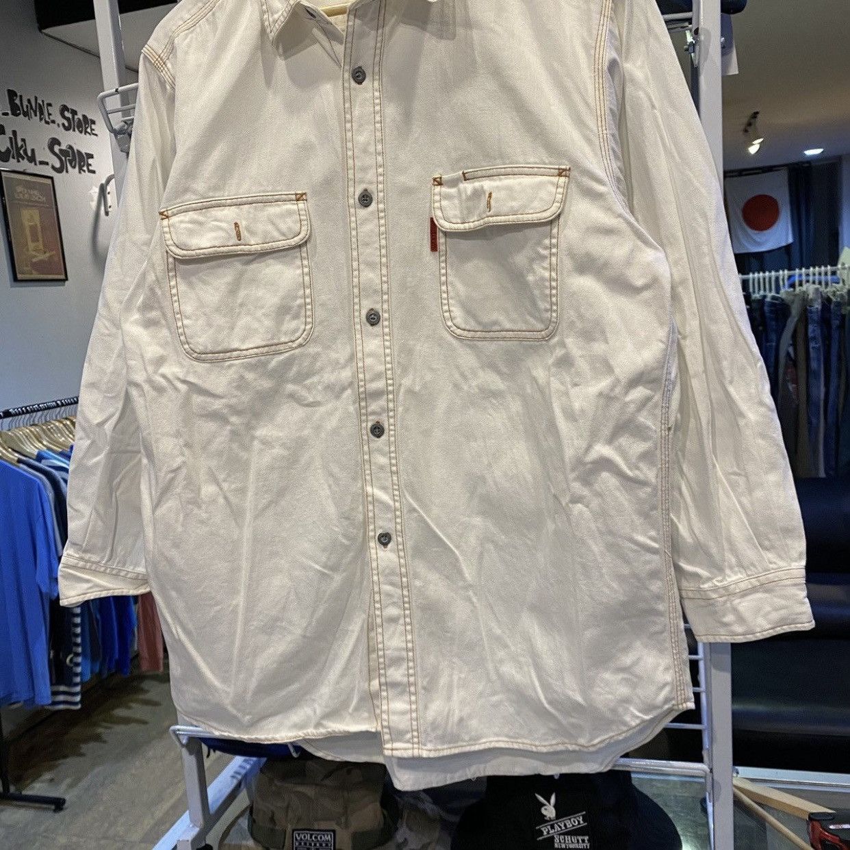 Vintage VTG 90s Lucky Strike denim shirt for bloodshoji Size US L / EU 52-54 / 3 - 4 Thumbnail