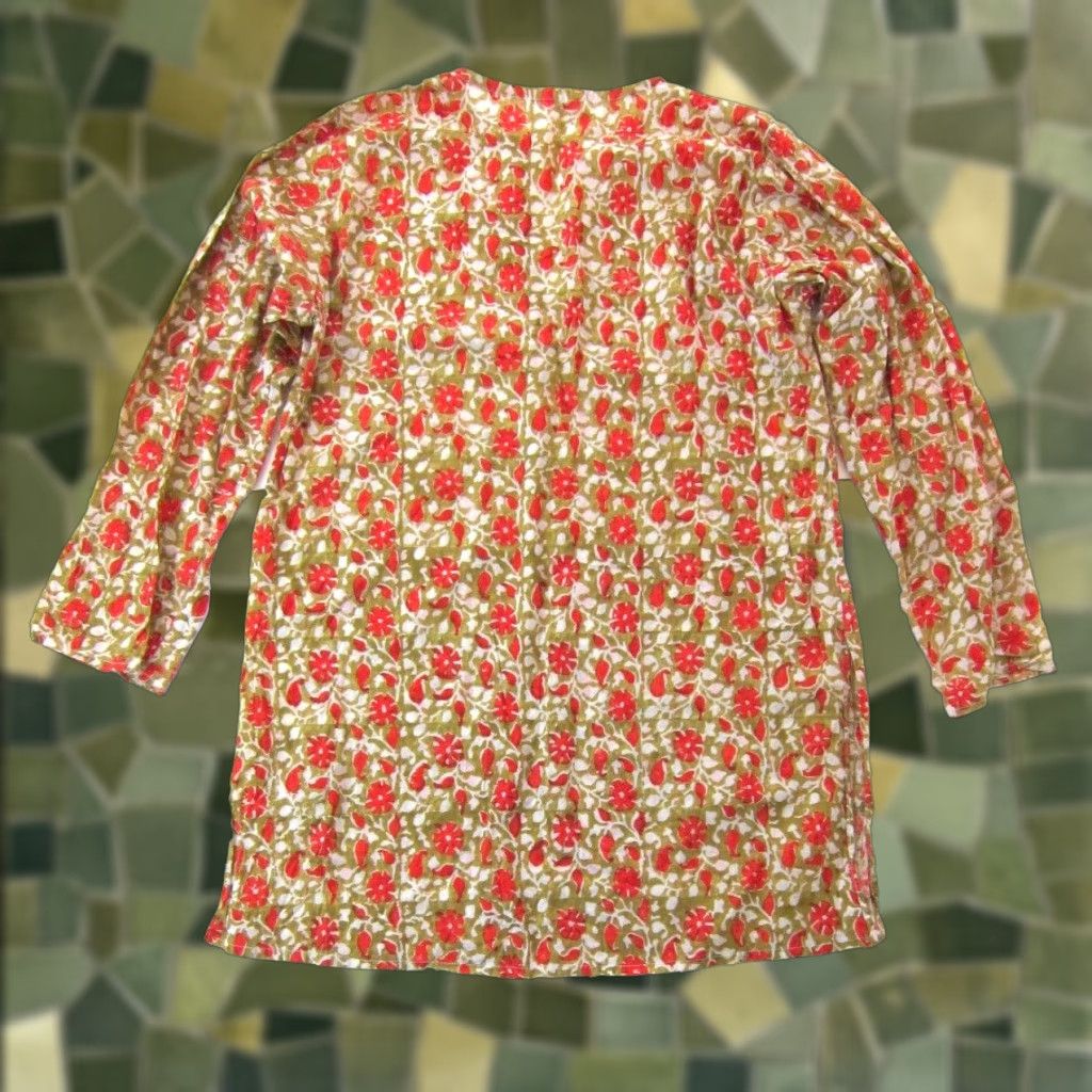 Pinko Barbara Gerwit Blouse 100% Cotton Pink Brown Floral Long Sleeve V-Neck XL Women Size XL / US 12-14 / IT 48-50 - 1 Thumbnail