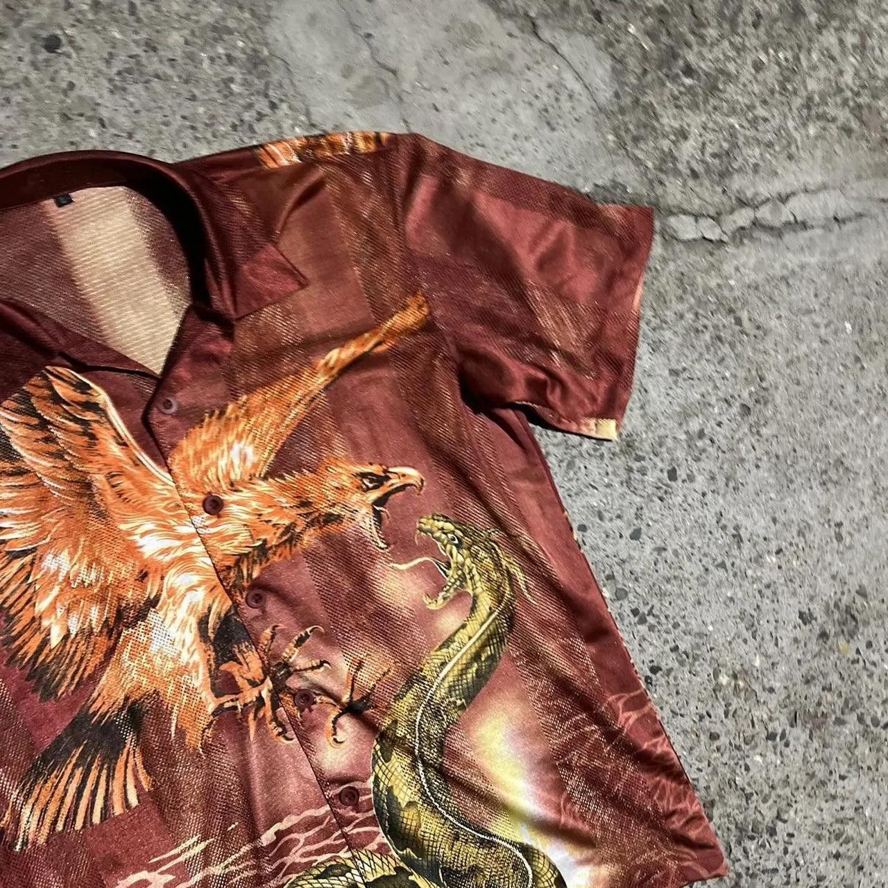 Vintage Vintage Y2K Rare Alt Tribal Dragon Skull Hawaiian Shirt Size US M / EU 48-50 / 2 - 4 Thumbnail