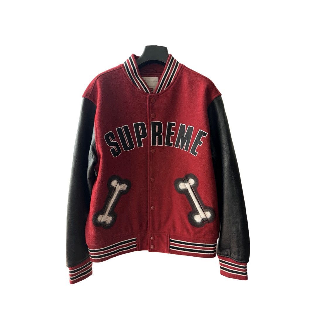Supreme Supreme FW18 Bone Varsity Jacket Size US M / EU 48-50 / 2 - 1 Thumbnail