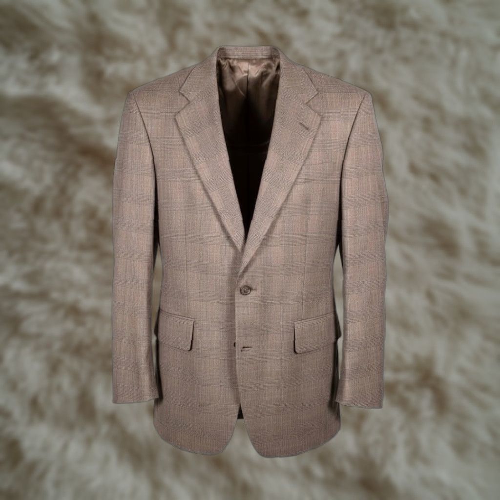 JOS A BANK Vintage Gray Glen Plaid 100% WOOL Sport Coat Jacket Blazer 40L