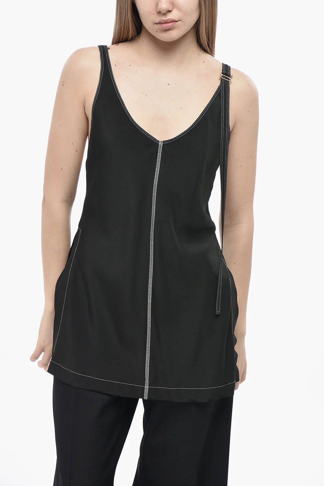 Max Mara og1mm0426 Exposed Seams Tank Top in Black Size M / US 6-8 / IT 42-44 - 1 Thumbnail