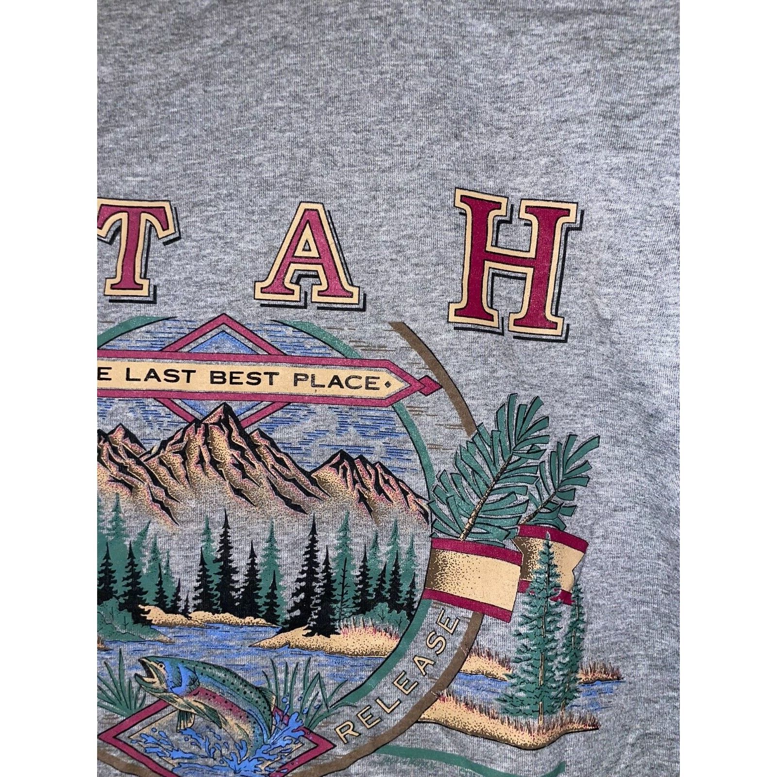 Jerzees Vintage Utah Shirt The Last Best Place Mountain Tee Tee 90s Size US M / EU 48-50 / 2 - 9 Thumbnail