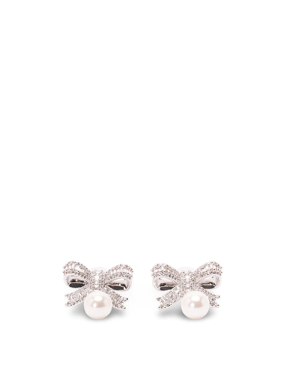 Self-Portrait Crystal Bow Pearl Droplet Earrings Size ONE SIZE - 1 Thumbnail