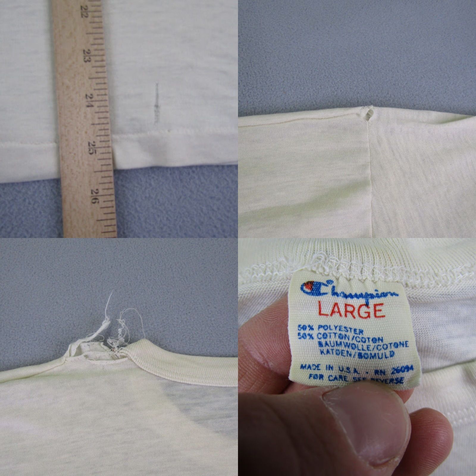 Champion VINTAGE Champion Shirt Men L White Westown School Quaker Single Stitch 70s Team Logo 70s Mens Shirt Size US L / EU 52-54 / 3 - 8 Thumbnail