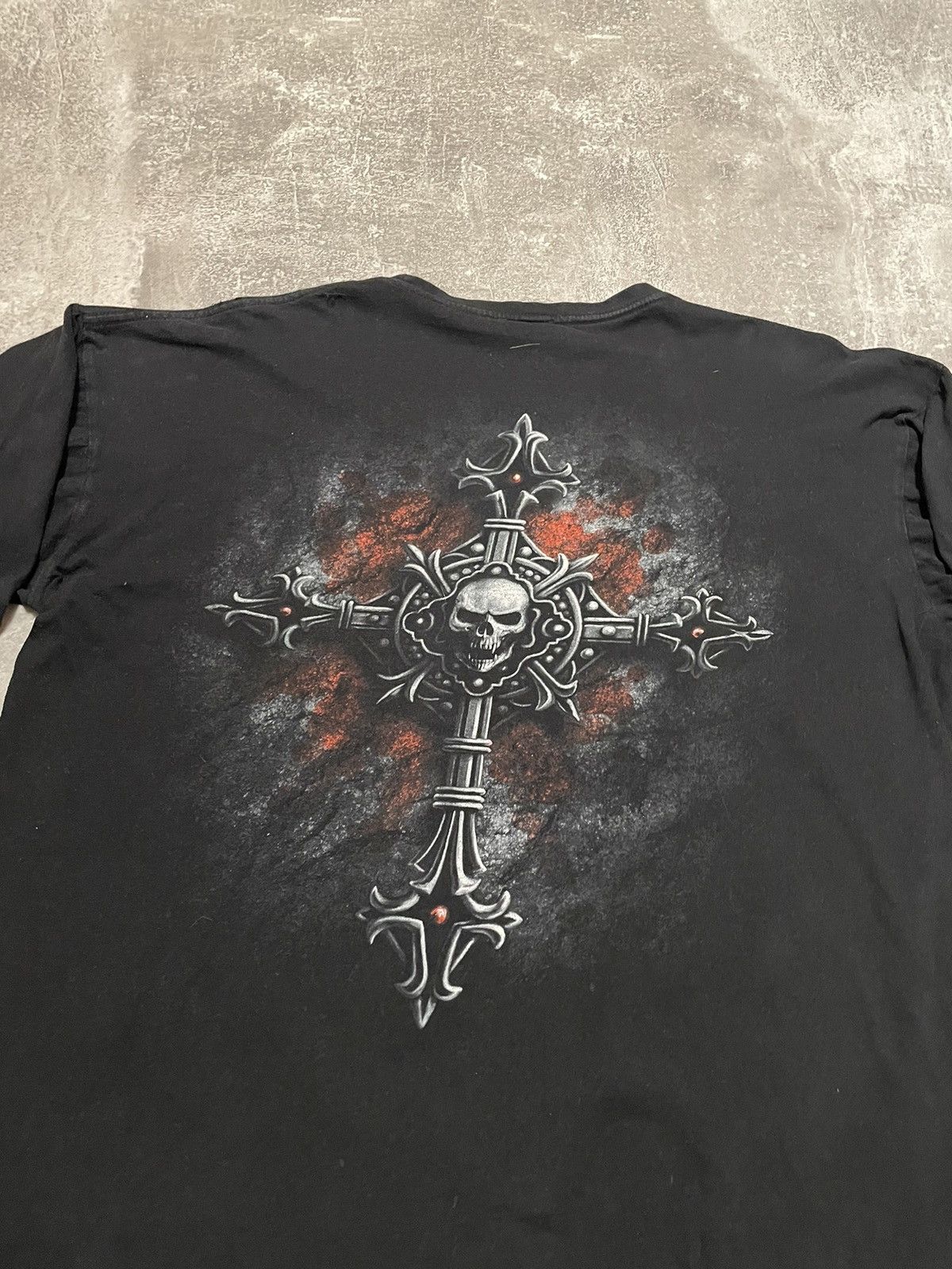 Affliction × Ed Hardy Vintage Black Metal Vampire Cross Full Print Long Sleeve Size US XL / EU 56 / 4 - 20 Thumbnail
