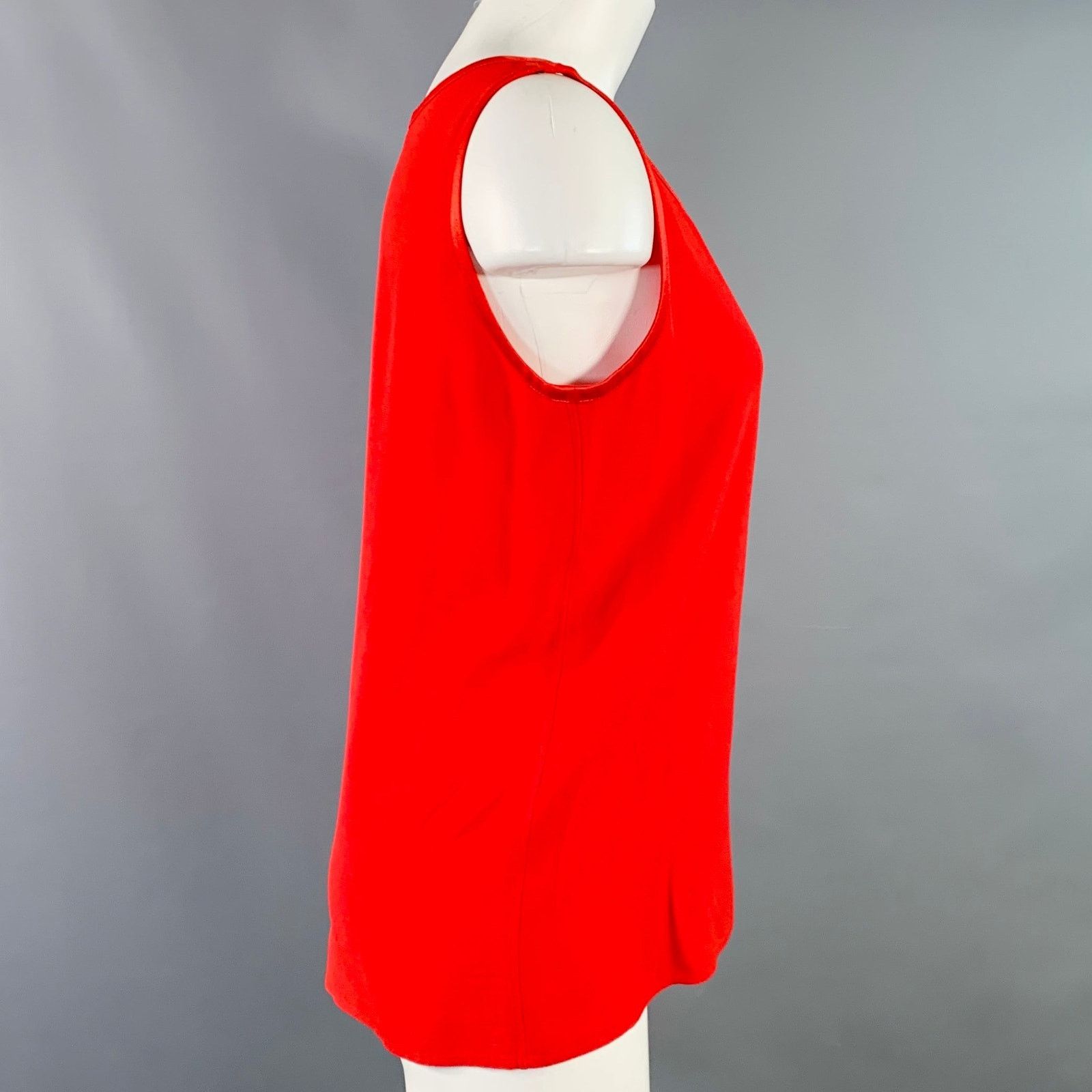 Yves Saint Laurent YVES SAINT LAURENT Red Silk Crepe Sleeveless Casual Top Size M / US 6-8 / IT 42-44 - 3 Thumbnail