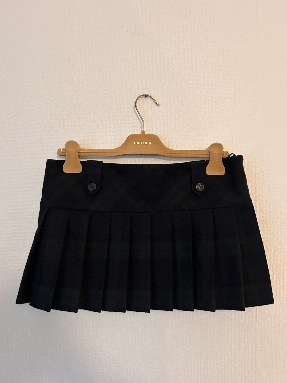Miu Miu Miu Miu Check Virgin Wool Logo Skirt Size 26" / US 2 / IT 38 - 1 Thumbnail