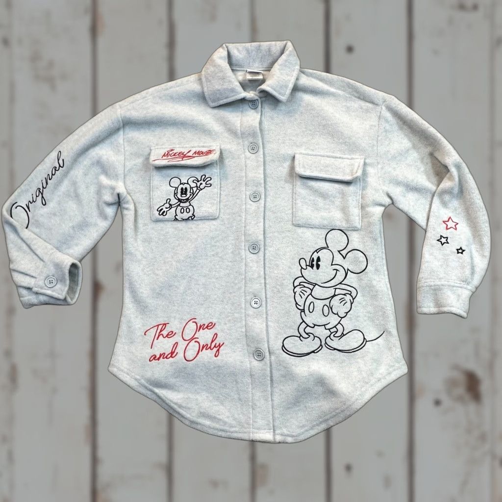 Vintage Mickey Mouse Women's XS Fleece Shacket Embroidered Gray Polyester Heather Shacket Casual Disney Cartoon Club Theme Vintage: No, Brand: Freeze? Size XS / US 0-2 / IT 36-38 - 1 Thumbnail