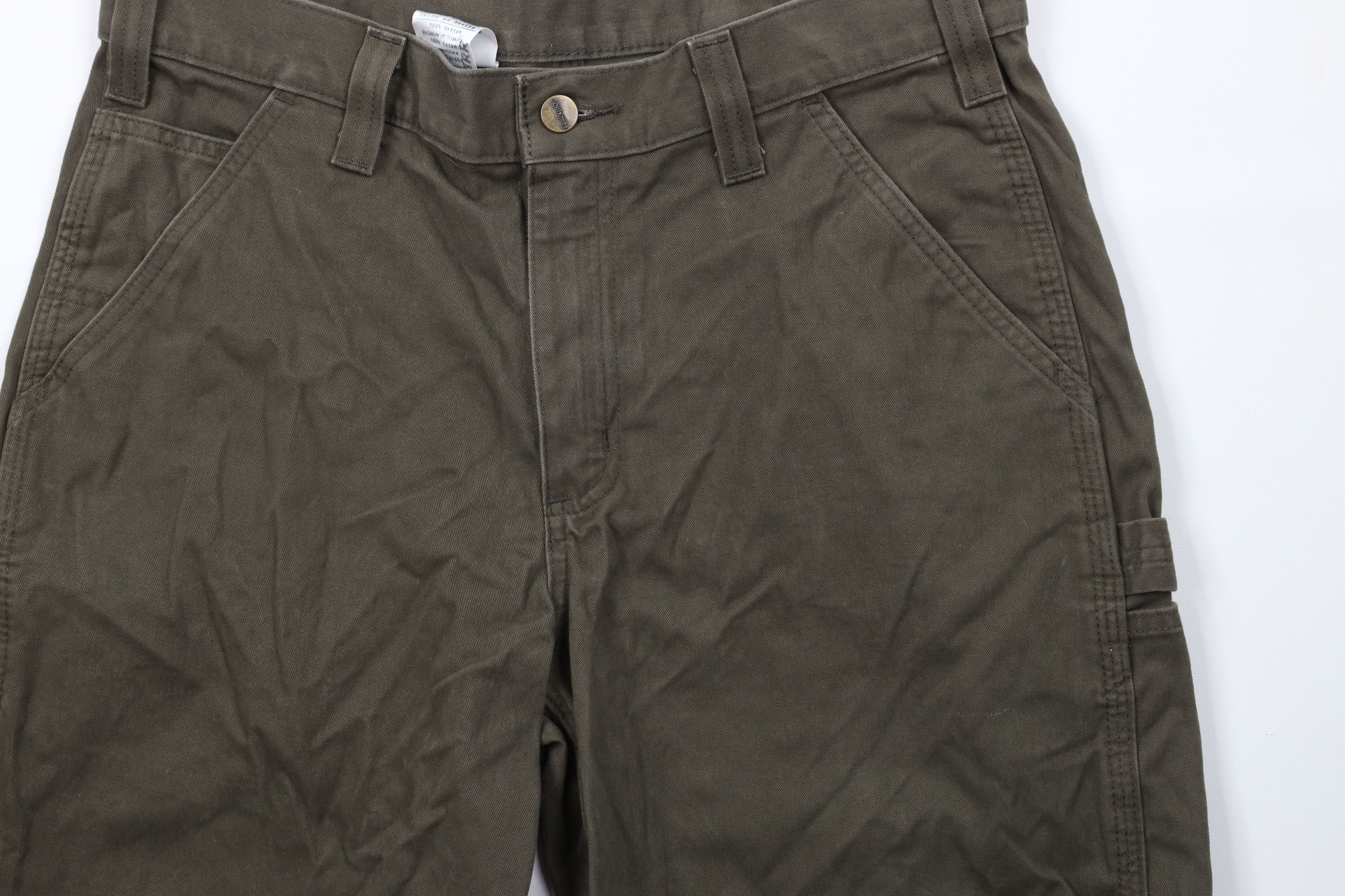 Carhartt × Vintage Vintage Carhartt Spell Out Relaxed Fit Dungaree Shorts Green Size US 33 - 3 Thumbnail