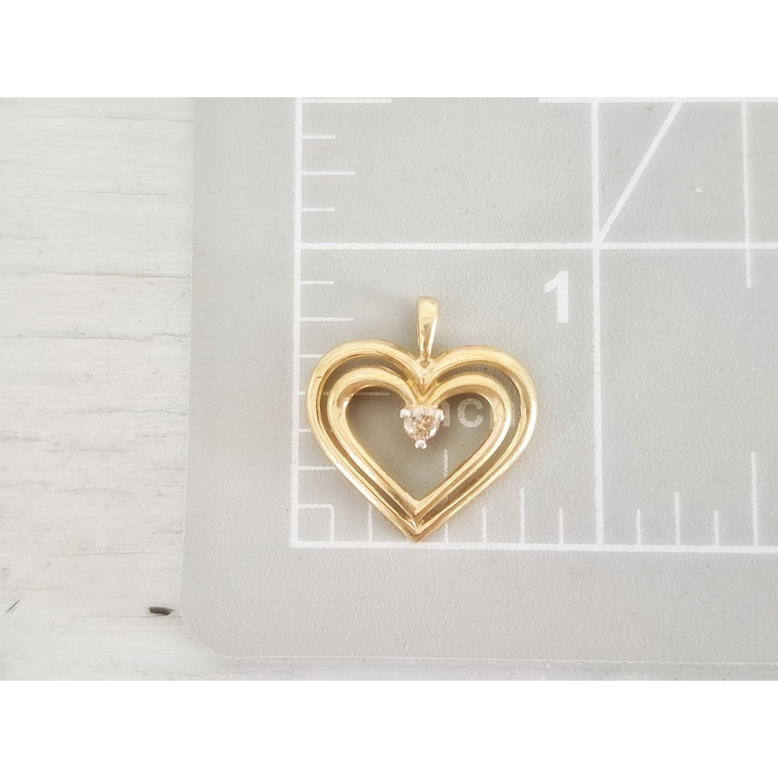 Other Vintage 10K Gold Diamond Double Heart Pendant Size ONE SIZE - 6 Thumbnail