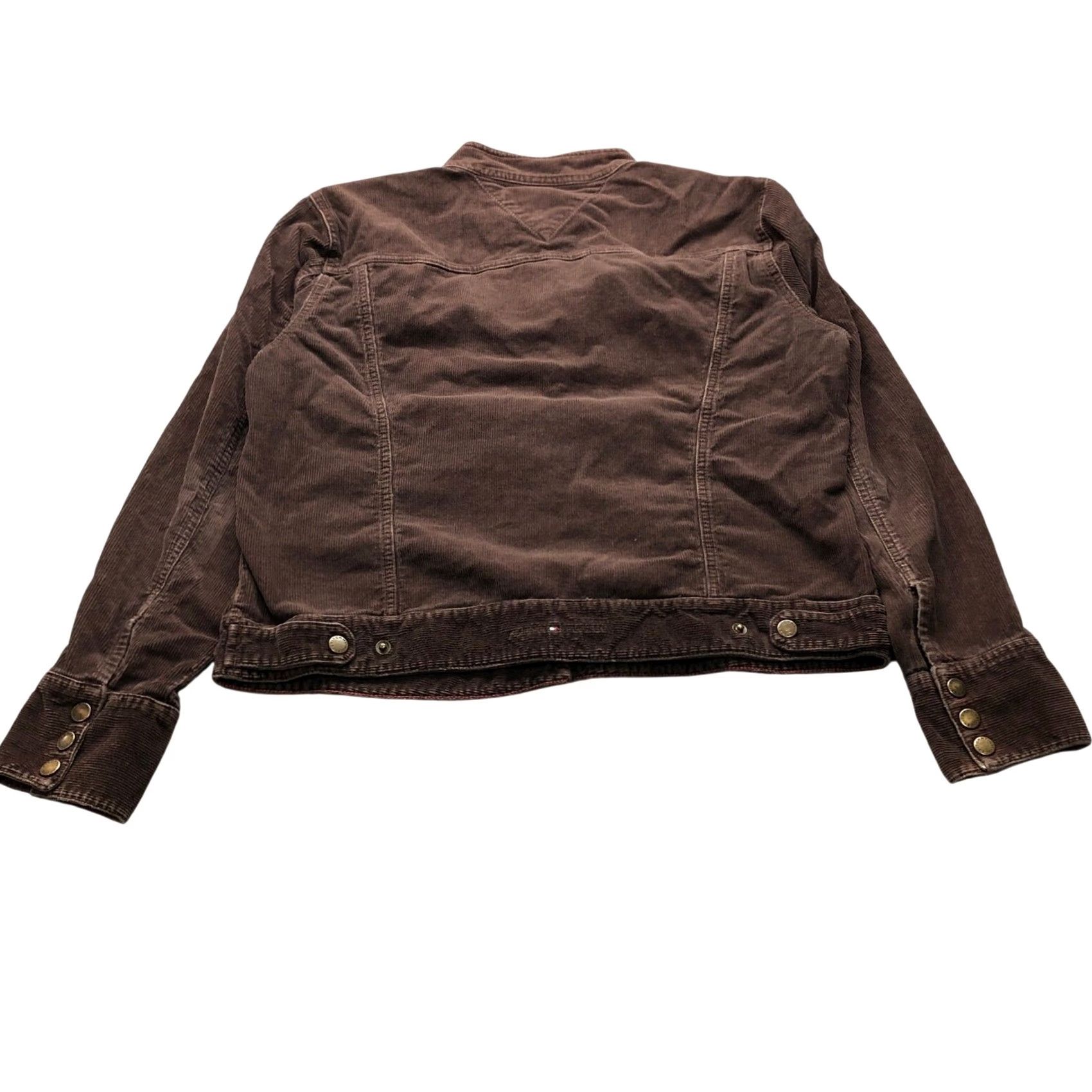 Tommy Hilfiger VINTAGE Tommy Hilfiger Jacket Womens XL Brown Corduroy Trucker Logo Button Size 40" / US 18 - 5 Thumbnail