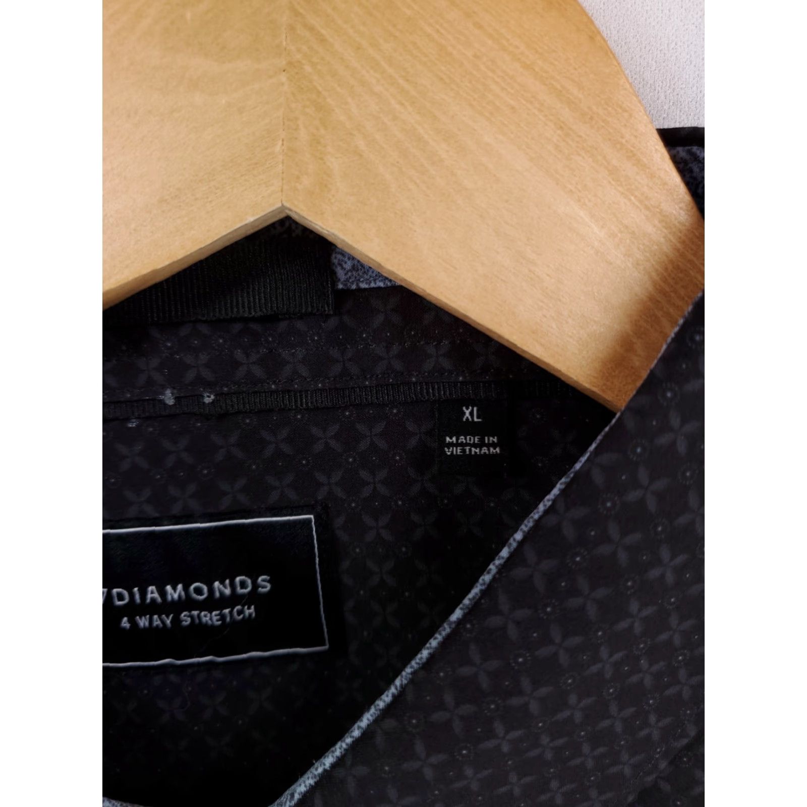 Vintage 7 Diamonds Button-Down Shirt 4 Way Stretch Patterned Black XL Mens Size US XL / EU 56 / 4 - 2 Thumbnail
