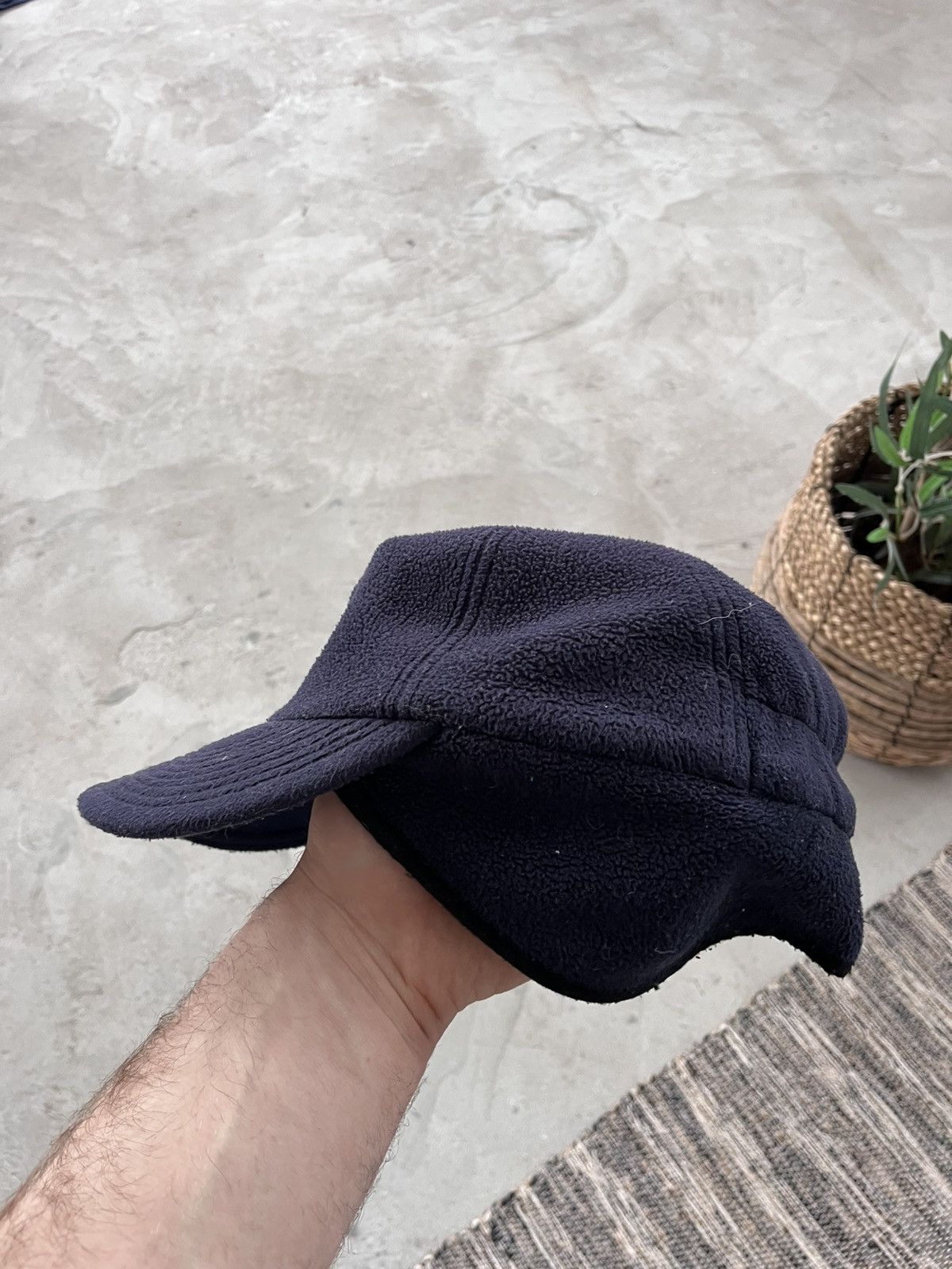 Nike 90s Vintage Nike Navy Blue Fleece cap earflaps Y2K outdoor Size ONE SIZE - 6 Thumbnail