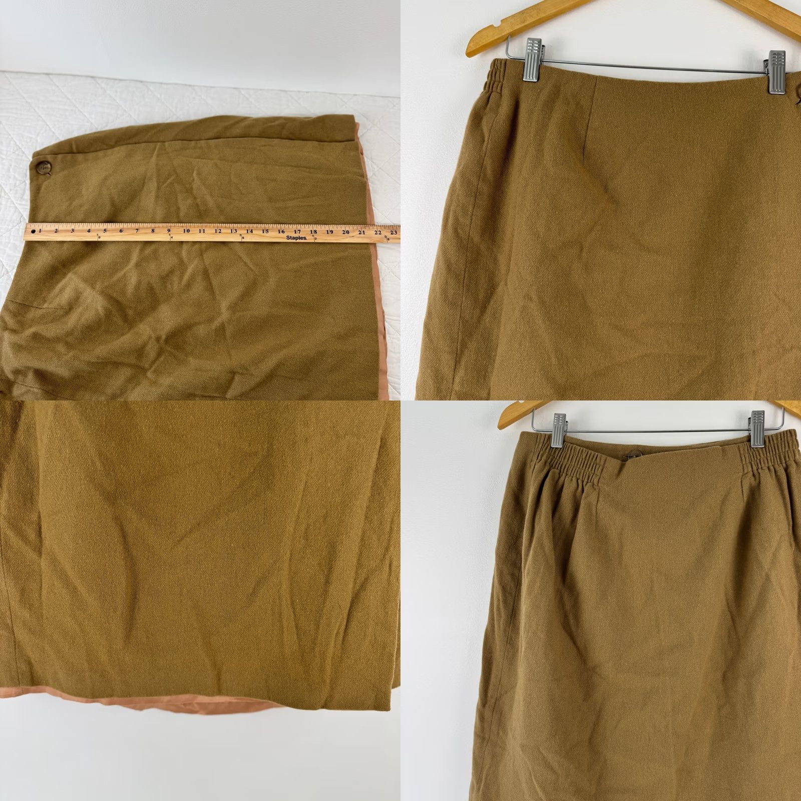 Vintage VINTAGE Jacque & KoKo Skirt Wool Blend Camel Brown 16W Made in USA 90s Size 38" / US 16 / IT 52 - 8 Thumbnail