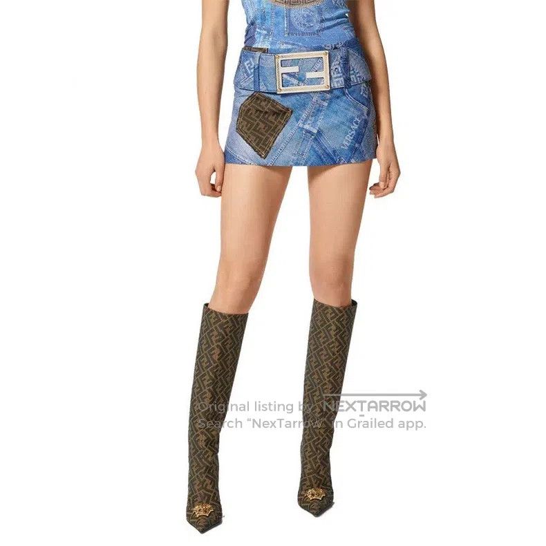 Versace Versace Co-branded letter-stitched denim skirt Size S / US 4 / IT 40 - 5 Thumbnail