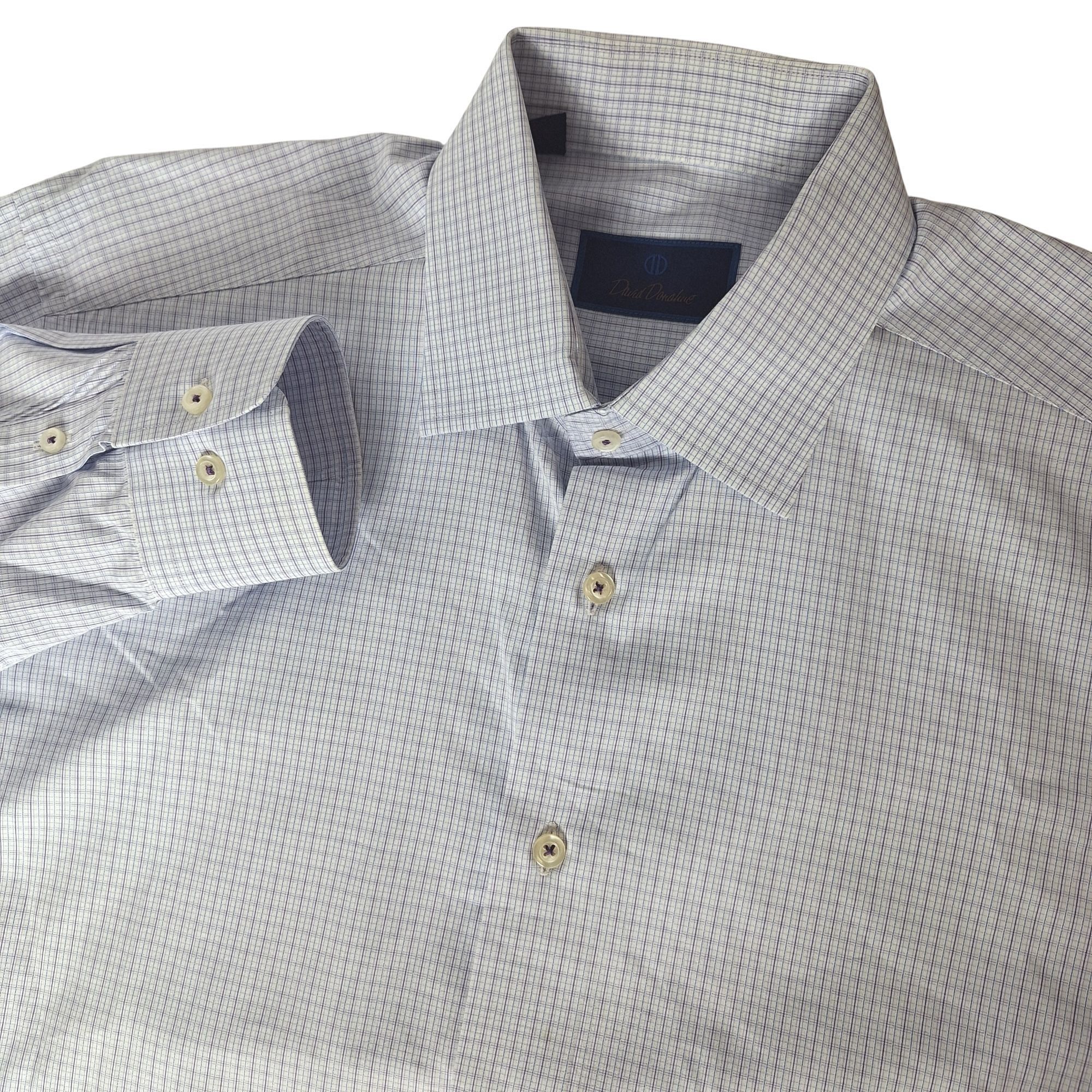 David Donahue David Donahue Dress Shirt Mens Luxury Cotton Blue Plaid Prep Size US L / EU 52-54 / 3 - 1 Thumbnail