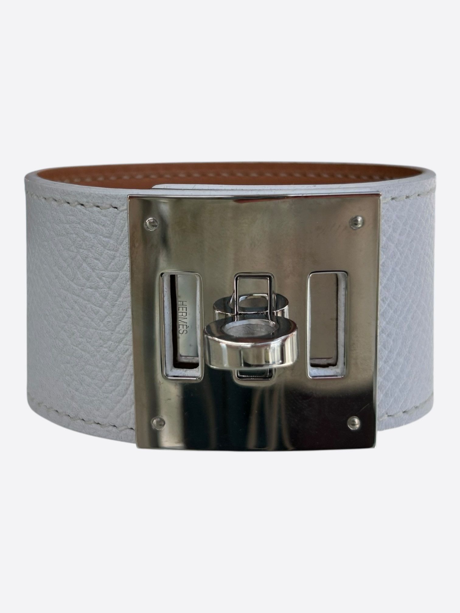 Hermes Hermes White Epsom & Palladium Hardware Kelly Bracelet Size ONE SIZE - 1 Thumbnail