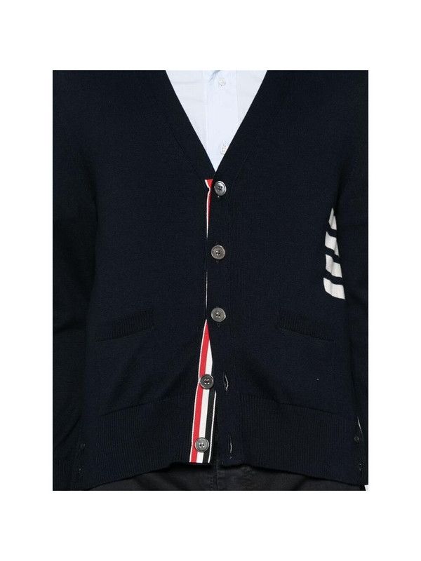 Thom Browne o1s22i1n1124 4-Bar Cotton Cardigan in Navy Blue Size US M / EU 48-50 / 2 - 5 Thumbnail