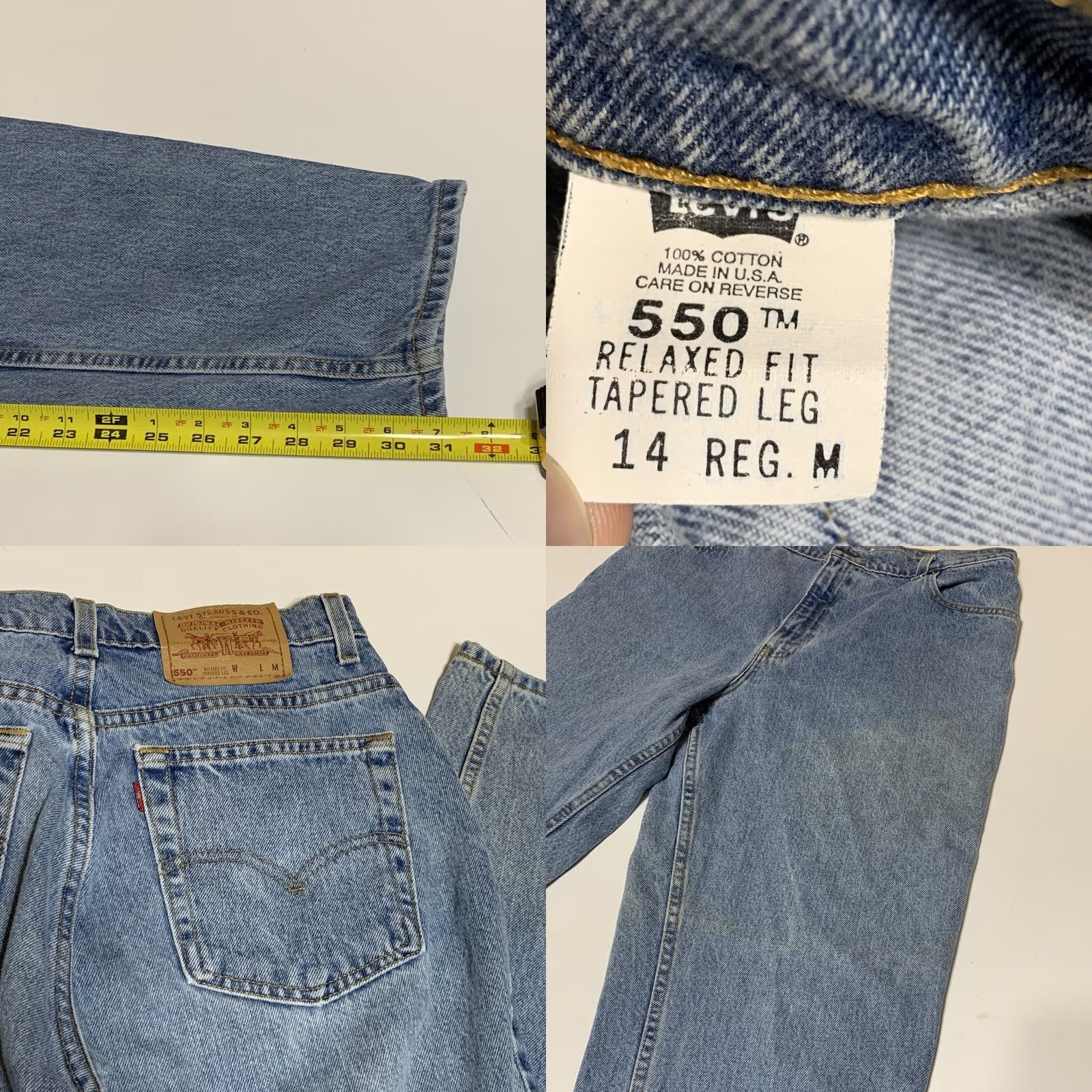 Levi's VINTAGE Levi's 550 Jeans Mom Relaxed Fit High Waist 14 M Reg 32x31 Blue Stained 90s Womens Size 36" / US 14 / IT 50 - 8 Thumbnail