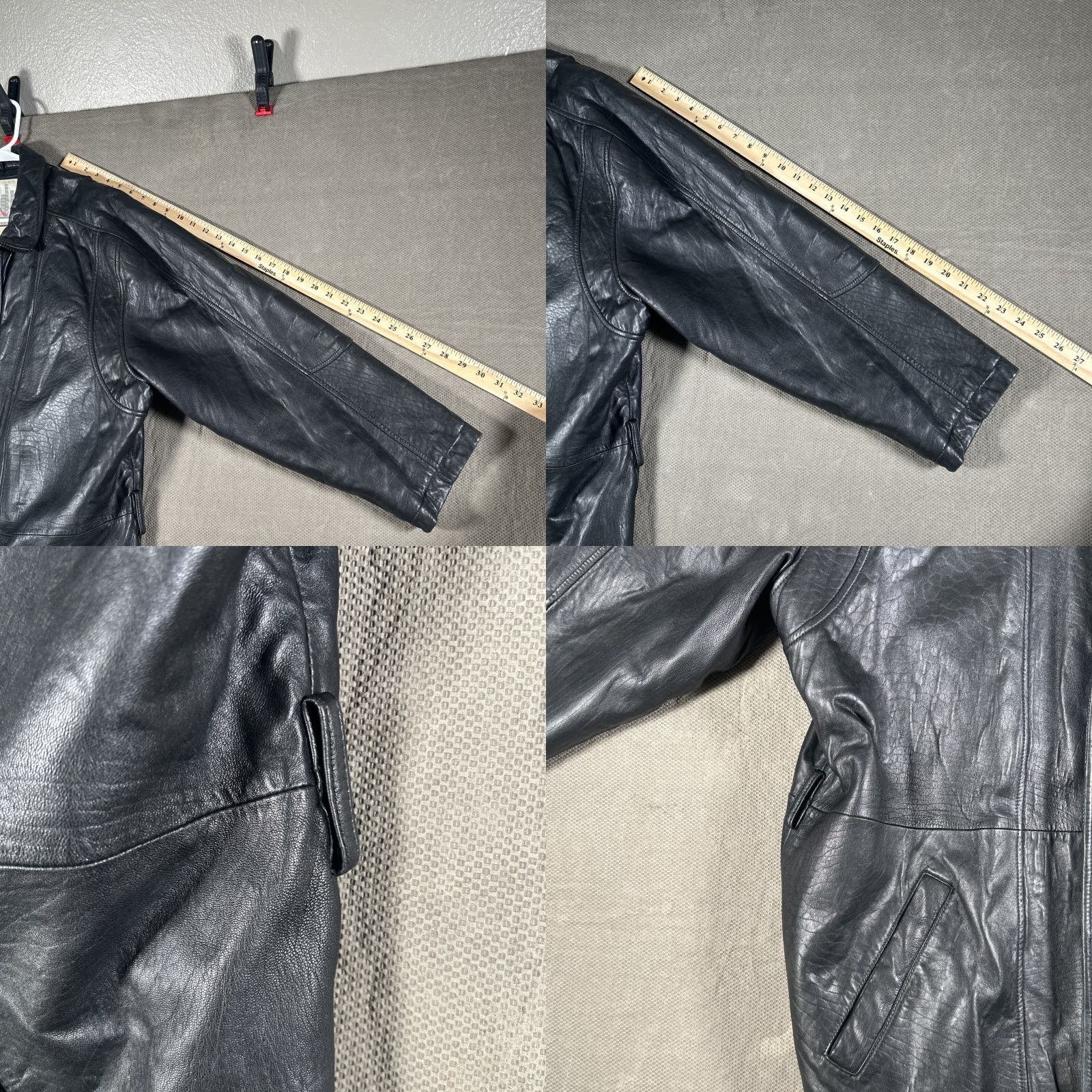 Vintage Men’s Black Heavy Rugged Leather Button Snap Zipper Coat Urban Cowboy Size Large Size US L / EU 52-54 / 3 - 10 Thumbnail