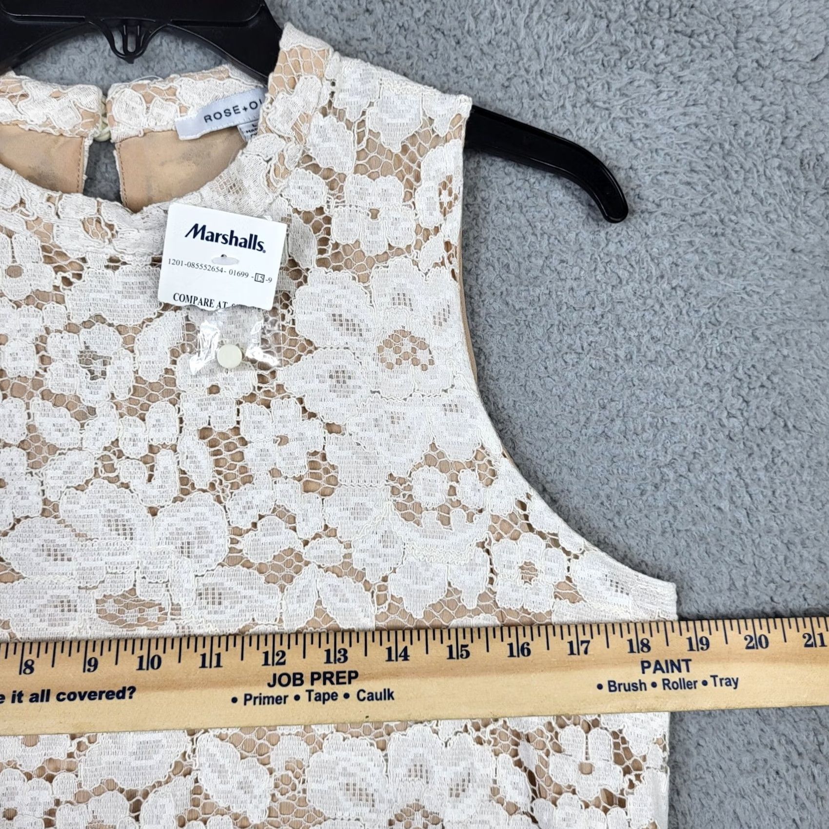 Vintage Rose + Olive Blouse Womens L Ivory Sleeveless Lined Crew Neck Knit Cotton Blend Plus Size Shirt Top Size L / US 10 / IT 46 - 3 Thumbnail