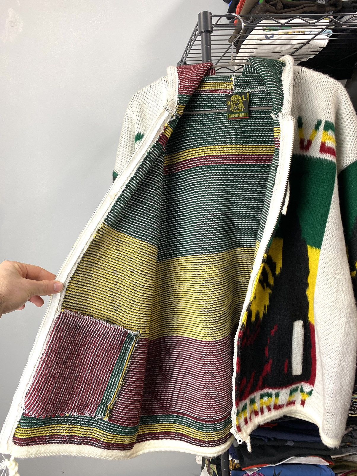 Bob Marley 💥Rare! Vintage Bob Marley Full Knit Heavy Hoodie Jacket Size US L / EU 52-54 / 3 - 21 Thumbnail