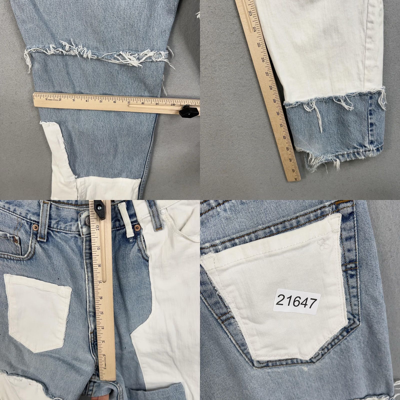 Levi's Vintage Levi'S Jeans - 34x36 - Denim Patchwork - Mid Rise - Blue - Upcycled 550 Size US 34 / EU 50 - 10 Thumbnail