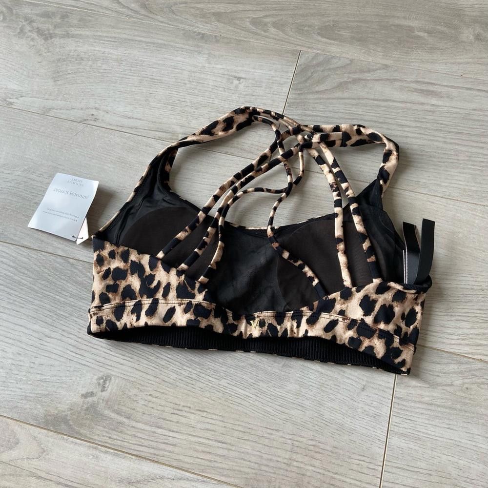 Designer Victoria's Secret Cheetah Strap Back Light Impact Sports Bra Size ONE SIZE - 3 Thumbnail