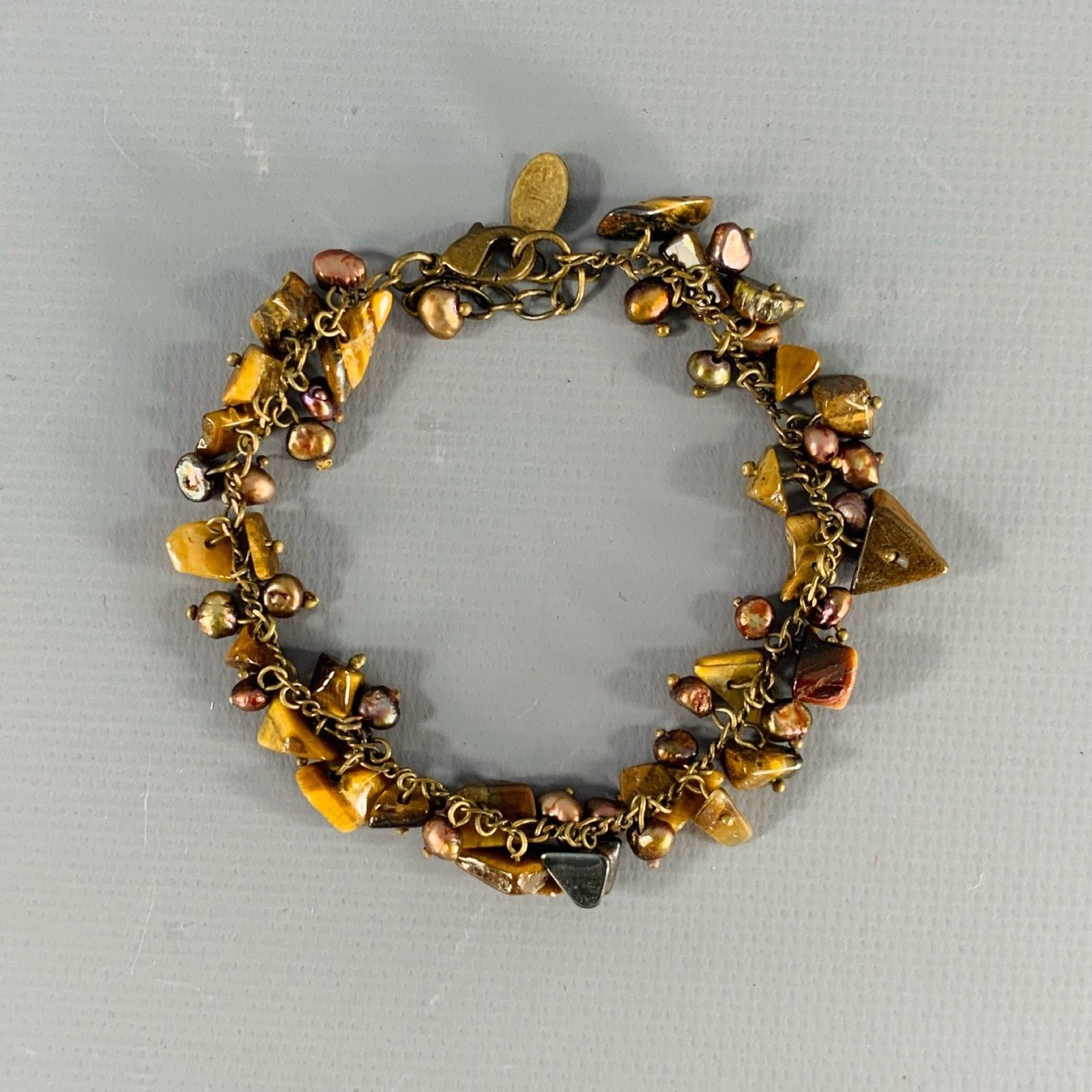 Vintage VINTAGE Brown Copper Gems Charm Bracelet Size ONE SIZE - 1 Thumbnail
