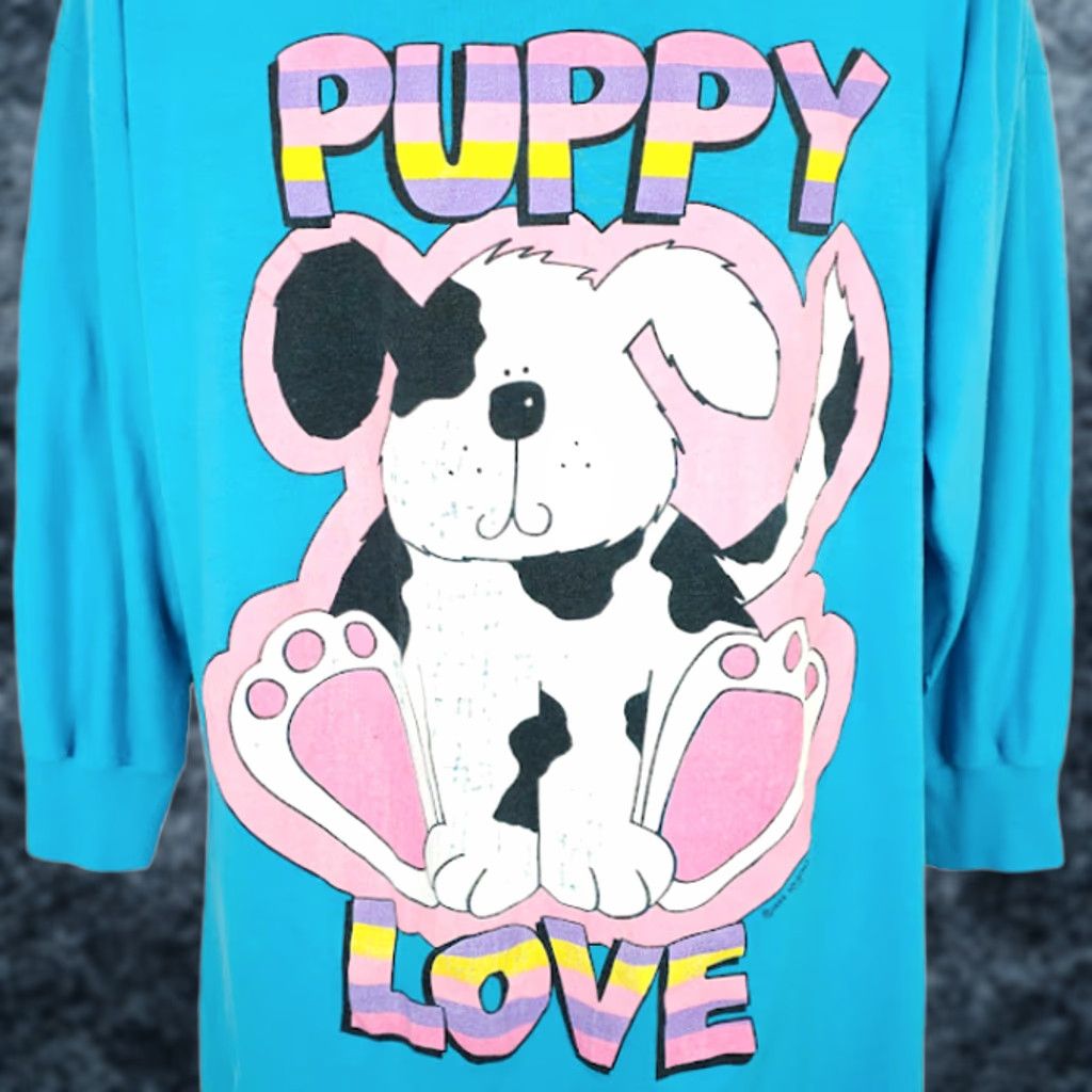 Vintage VINTAGE Puppy Love Sleep T Shirt Mens XL Blue 90s Animal Tee Made In USA Size US XL / EU 56 / 4 - 1 Thumbnail